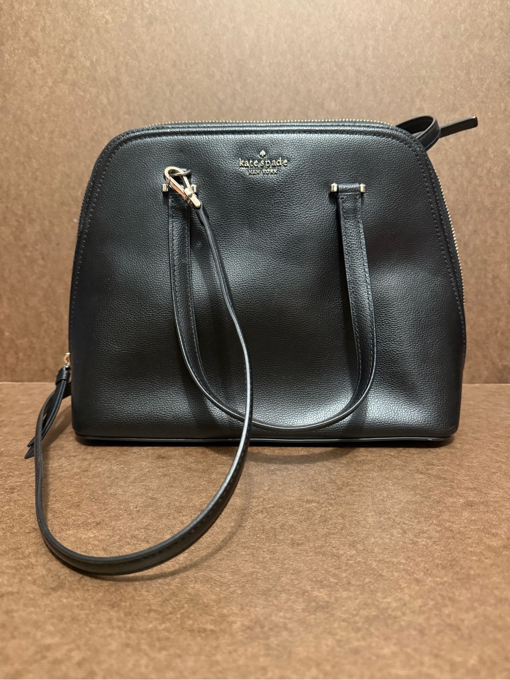 kate spade Black Pebbled Leather Satchel with Detachable Strap
